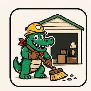 Chomp the gator hauling junk from a Columbus garage